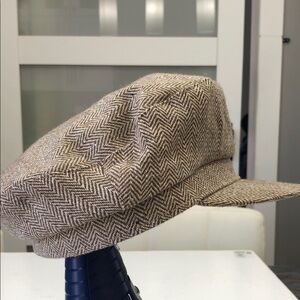 Le Château Brown Herringbone Newsboy Cap | Wool Blend | One Size
